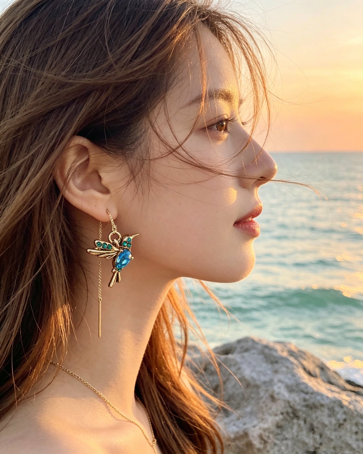 Red Bird-Shaped Earrings