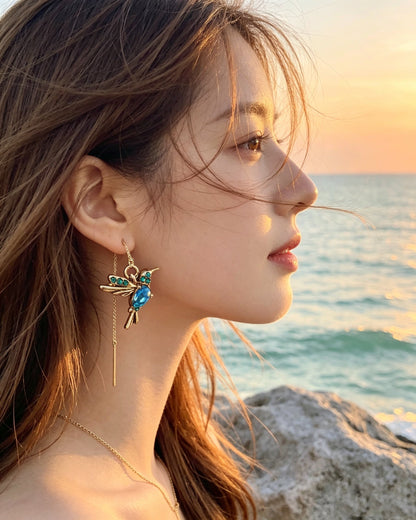 Red Bird-Shaped Earrings