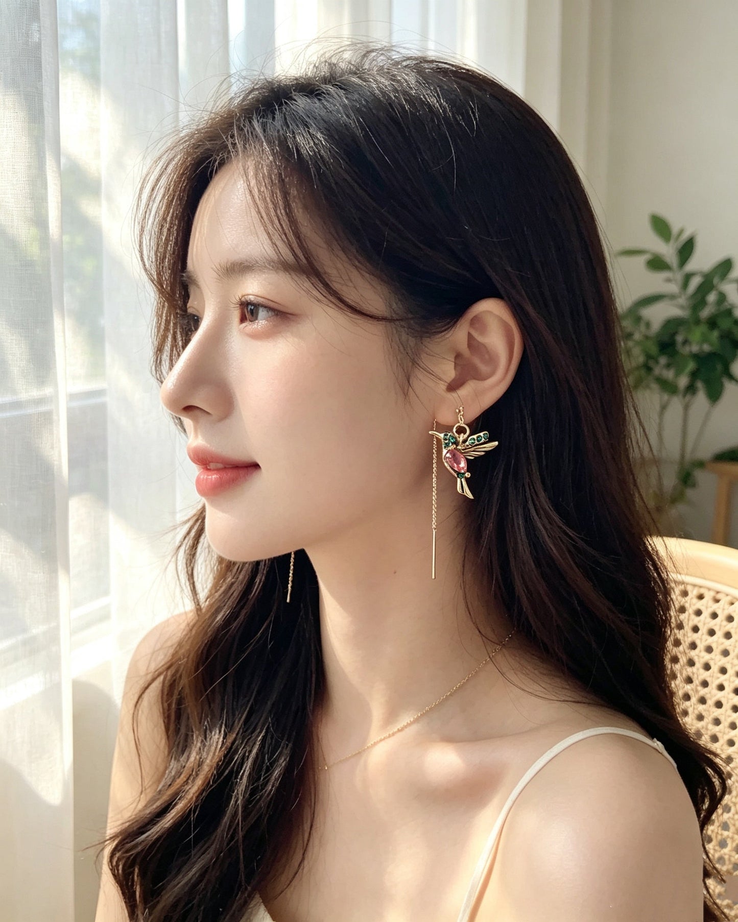 Red Bird-Shaped Earrings