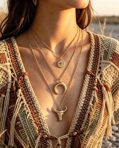 Cow-Head Geometric Multi-Layer Necklace