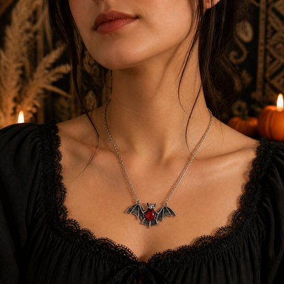 Red Vampire Bat Necklace