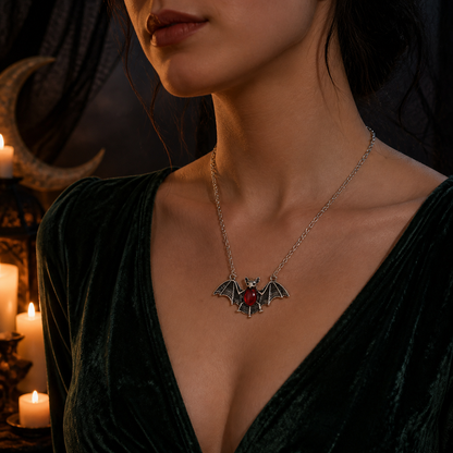 Red Vampire Bat Necklace