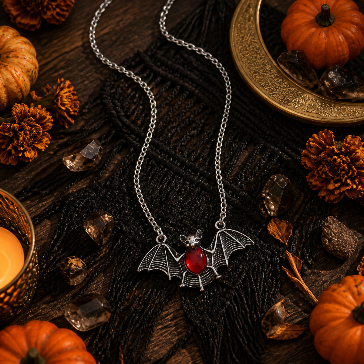 Red Vampire Bat Necklace