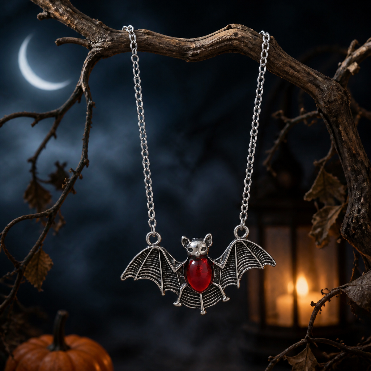Red Vampire Bat Necklace