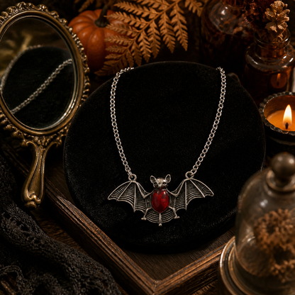 Red Vampire Bat Necklace