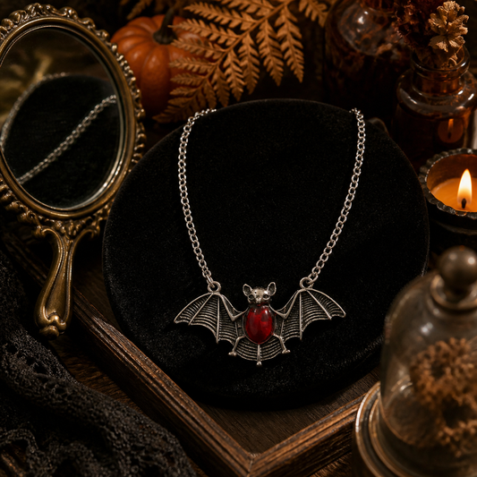 Red Vampire Bat Necklace