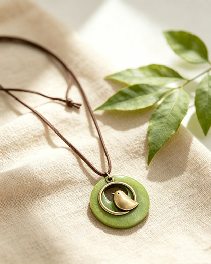 Wooden Bird Pendant Necklace
