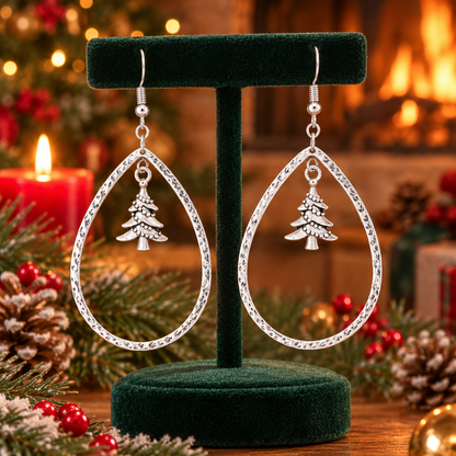 Creative Drop-shaped Hollow Christmas Tree Earrings