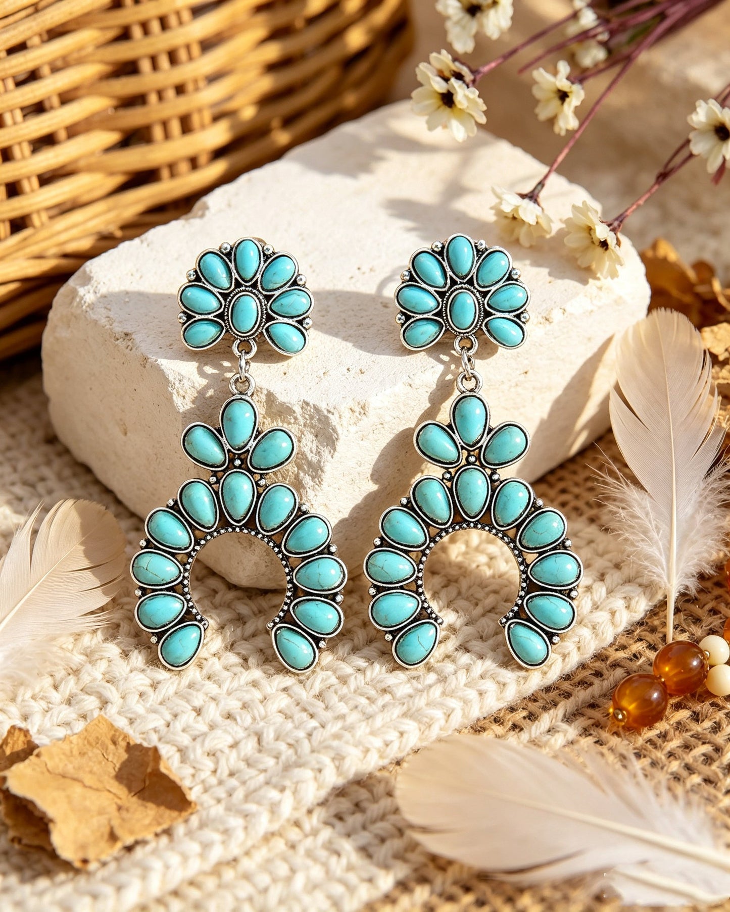 Retro Geometric Turquoise Earrings