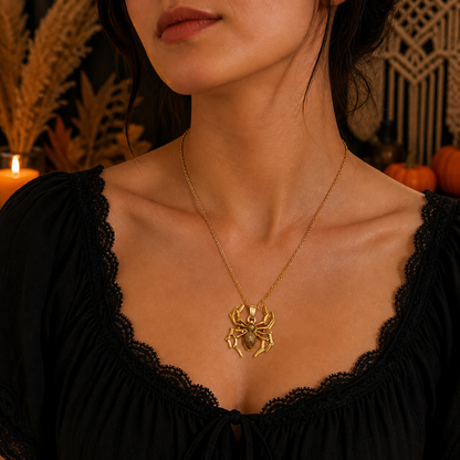 Halloween Golden Spider Necklace
