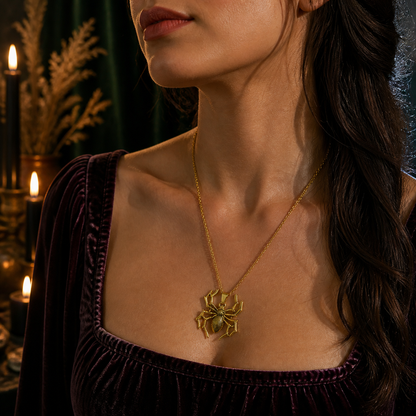 Halloween Golden Spider Necklace
