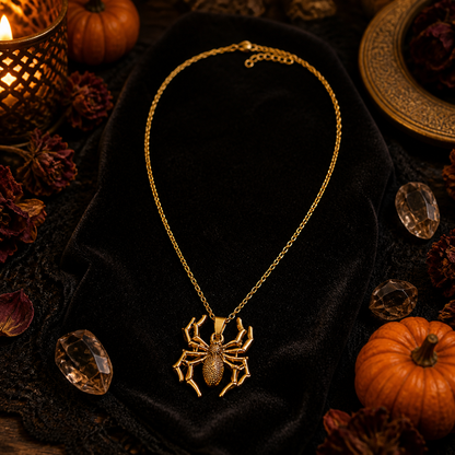Halloween Golden Spider Necklace