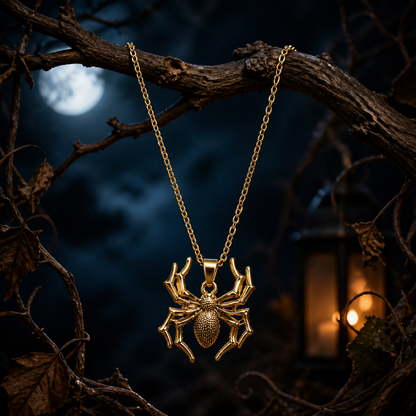 Halloween Golden Spider Necklace