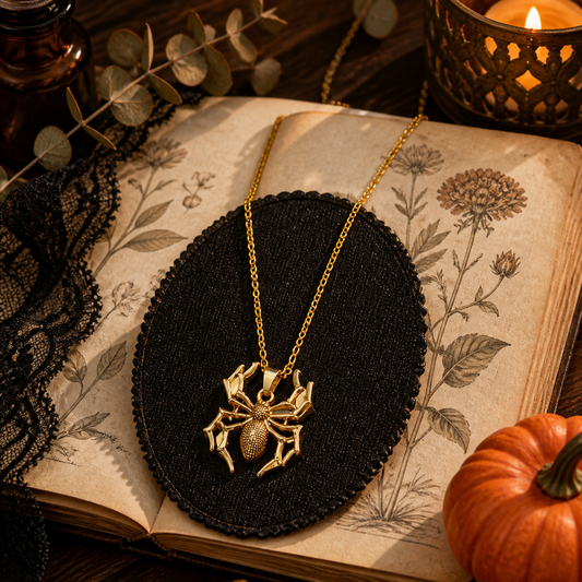 Halloween Golden Spider Necklace