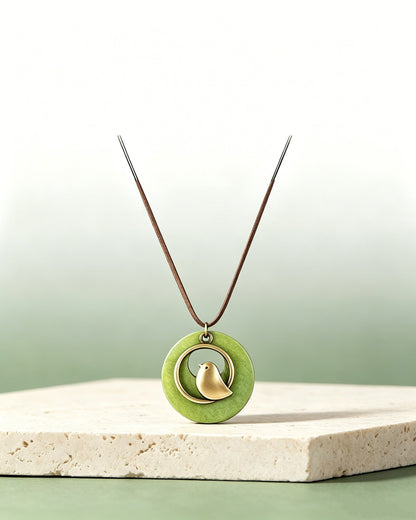 Wooden Bird Pendant Necklace