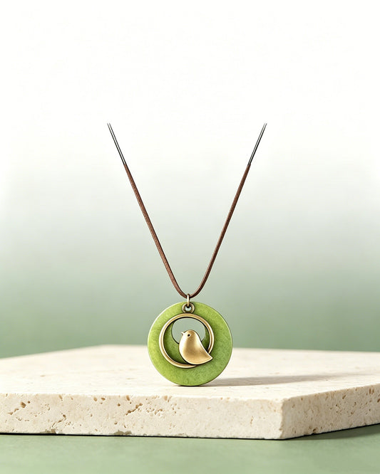 Wooden Bird Pendant Necklace