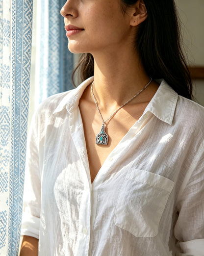 Turquoise Carved Pendant Necklace