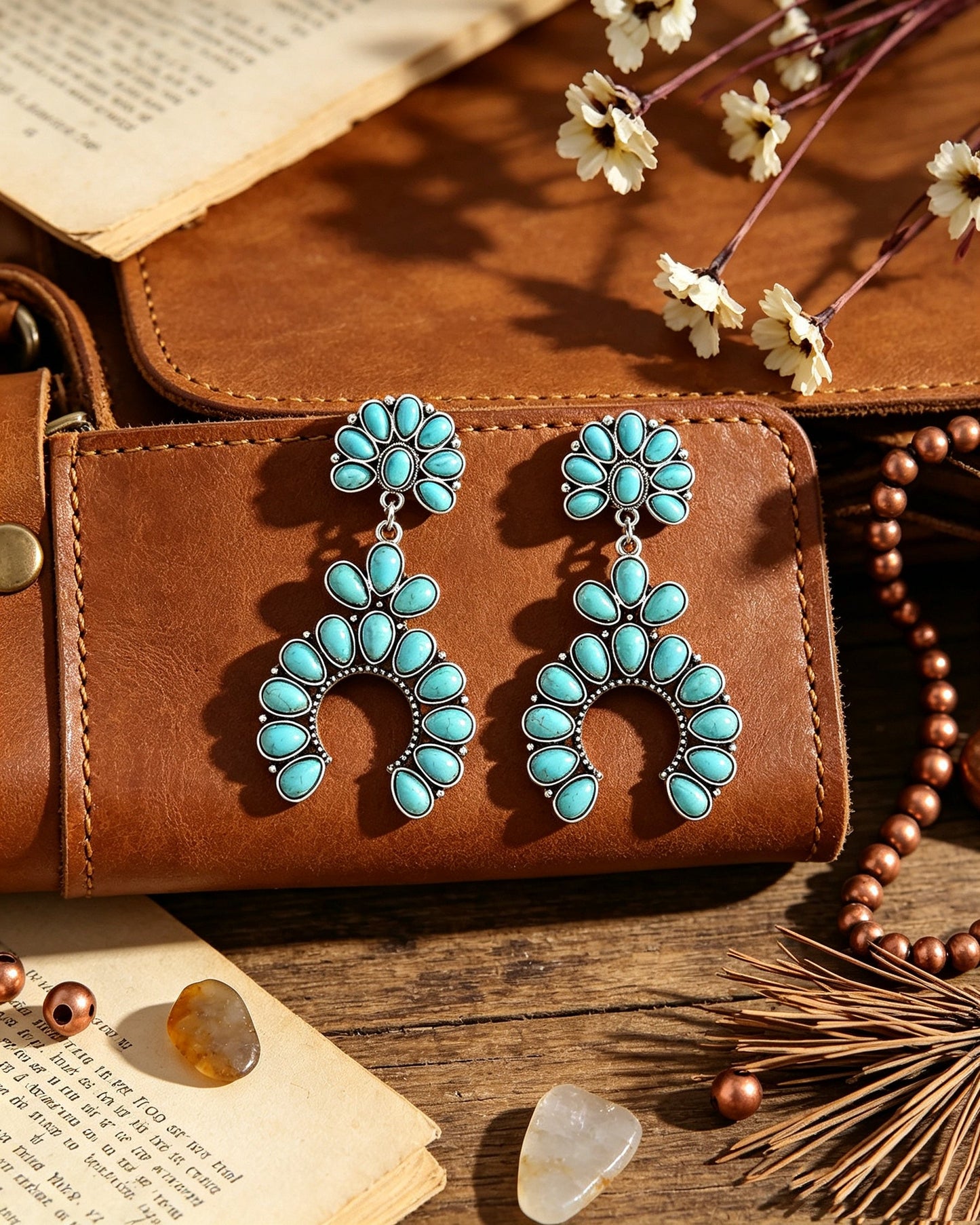 Retro Geometric Turquoise Earrings
