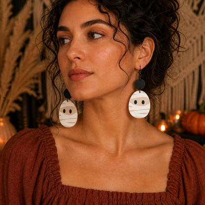 Geometric-shaped Mummy Wooden Creative Earrings