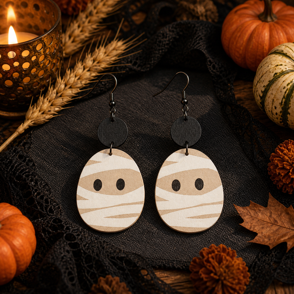 Geometric-shaped Mummy Wooden Creative Earrings