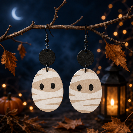 Geometric-shaped Mummy Wooden Creative Earrings