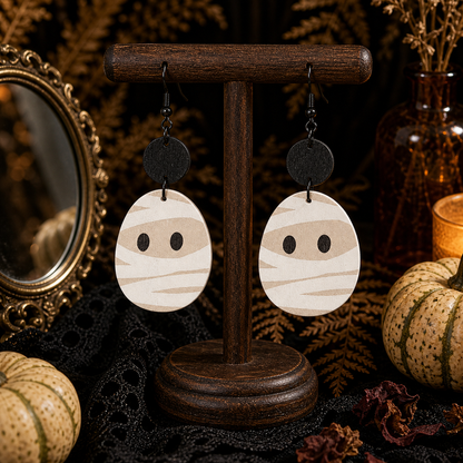 Geometric-shaped Mummy Wooden Creative Earrings