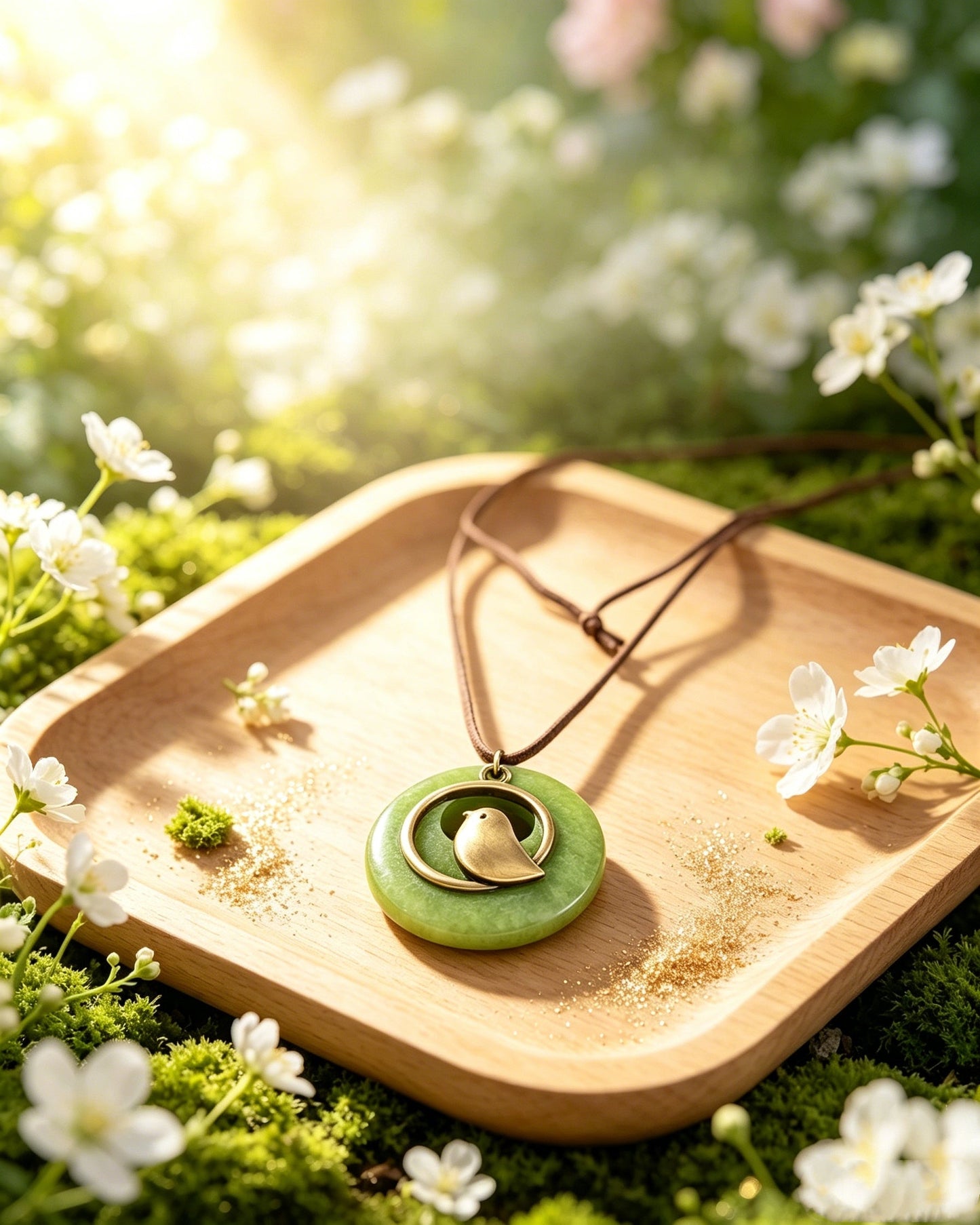 Wooden Bird Pendant Necklace