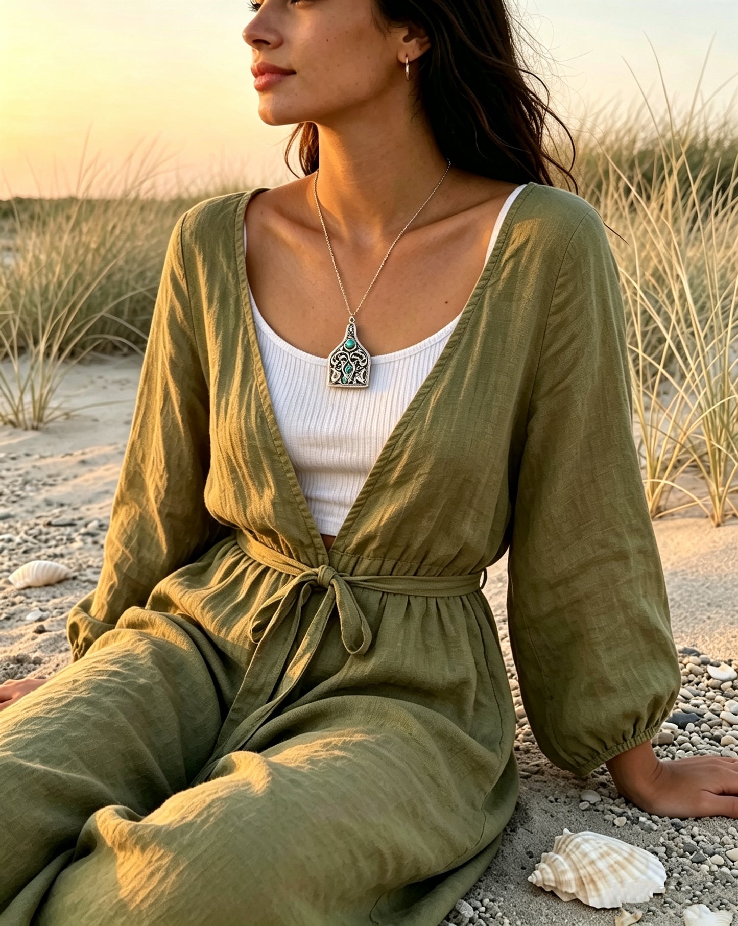 Turquoise Carved Pendant Necklace