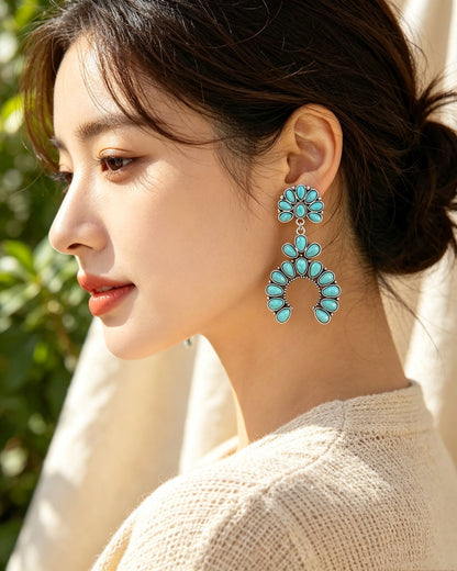 Retro Geometric Turquoise Earrings