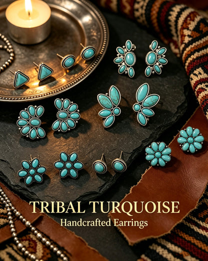 Bohemian Turquoise Earring 12-Piece Set