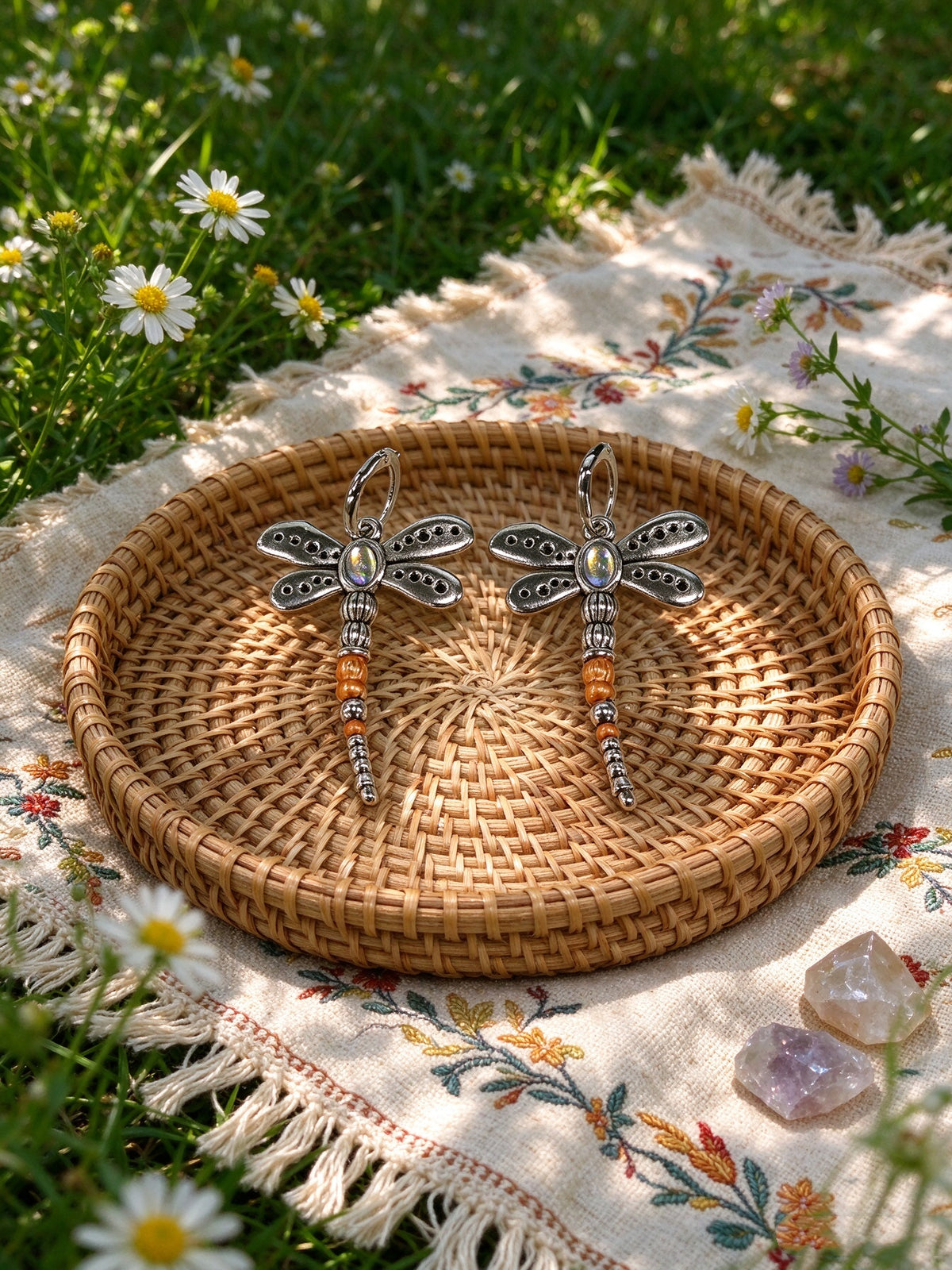 Dragonfly Moonstone Earrings