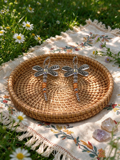 Dragonfly Moonstone Earrings