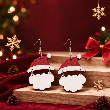 White Cloud Christmas Hat Patch Earrings