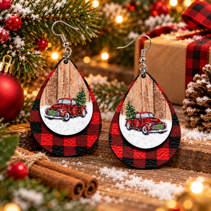 Waterdrop-shaped Christmas Tree Car Earrings