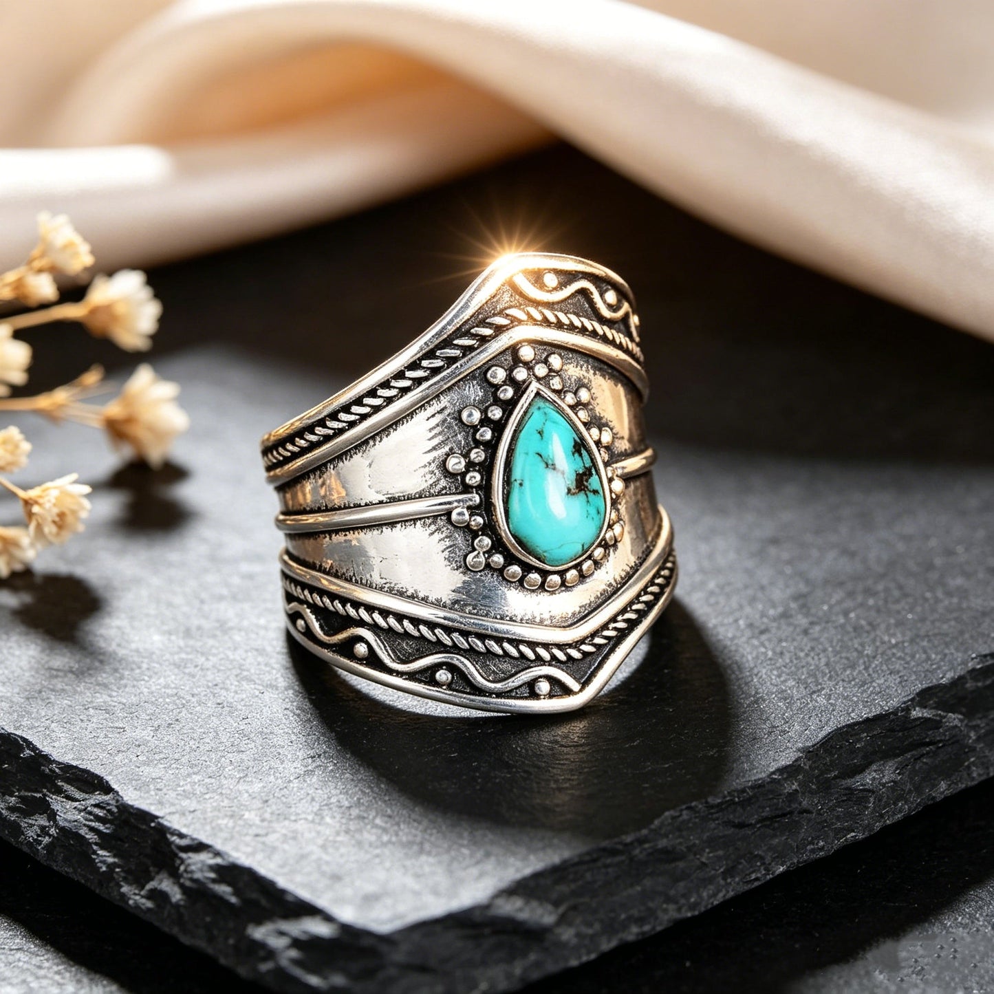 Bohemian Style Irregular Turquoise Ring
