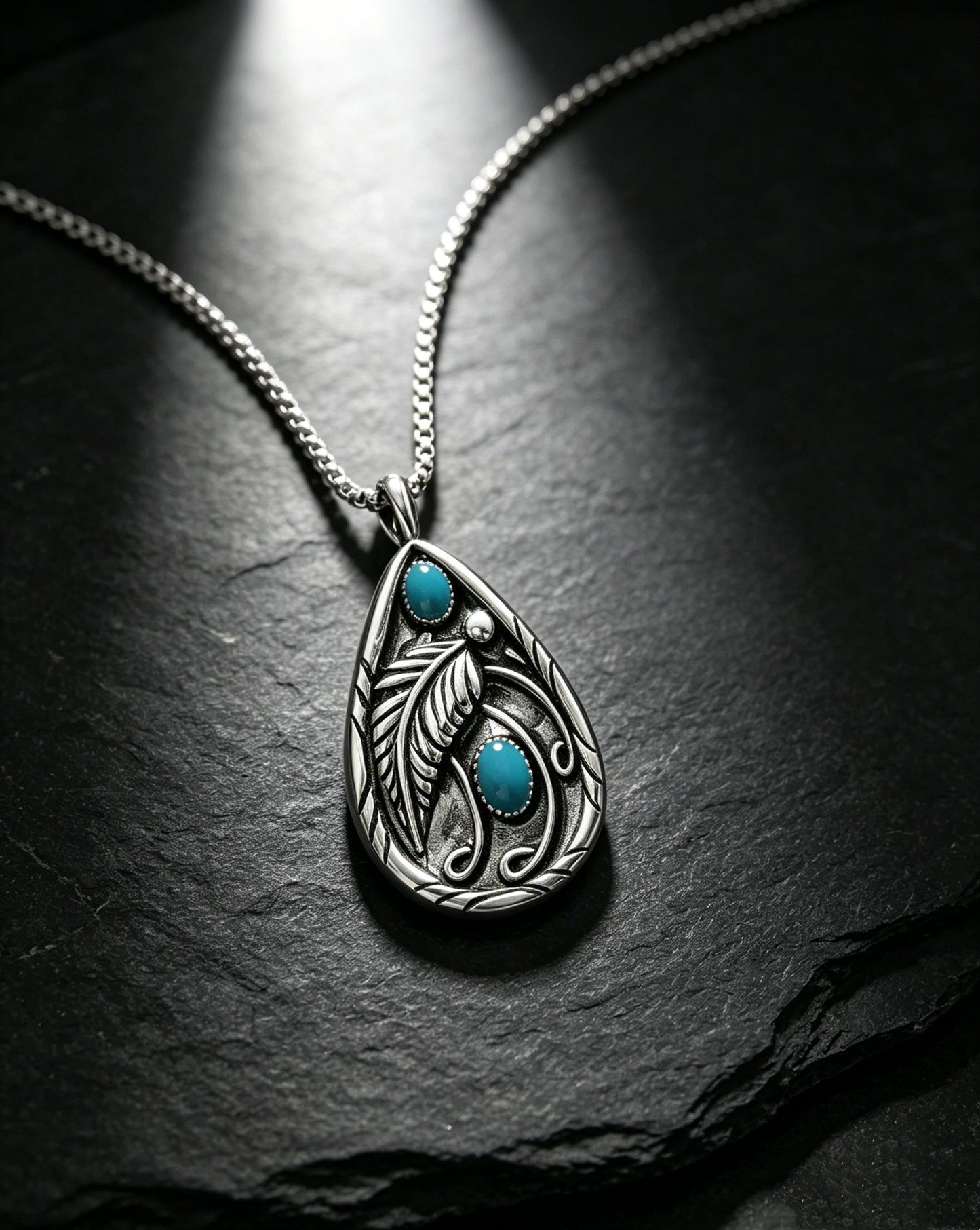 Turquoise Vintage Feather Necklace