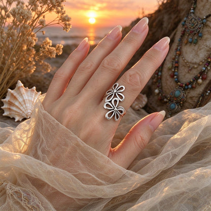 Hollowed-out Flower-shaped Open Ring
