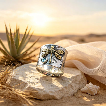 Aquamarine Dragonfly Ring