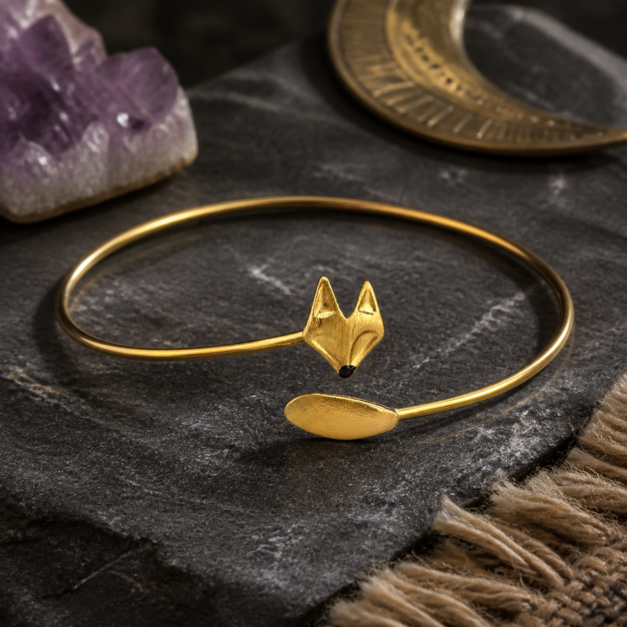 Embossed Open Fox Bracelet