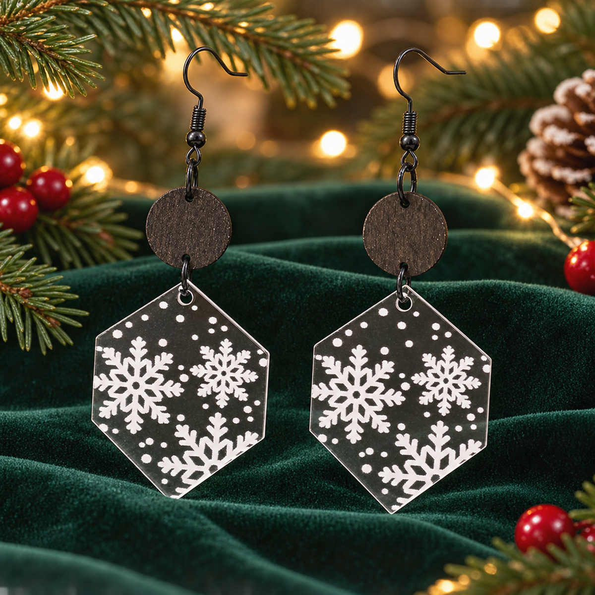 Snowflake Pendant Acrylic Earrings