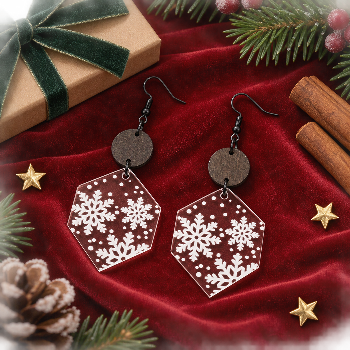 Snowflake Pendant Acrylic Earrings