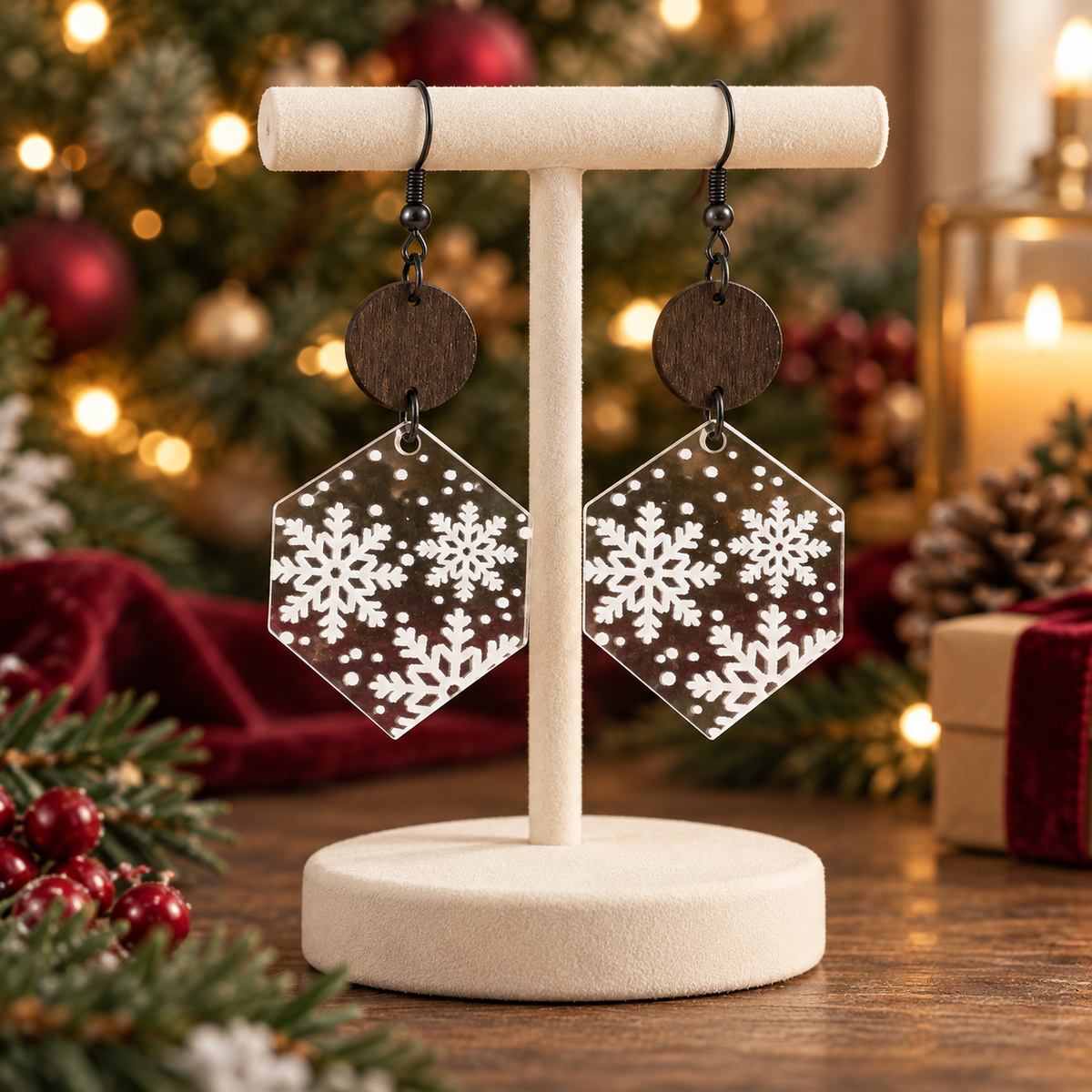 Snowflake Pendant Acrylic Earrings