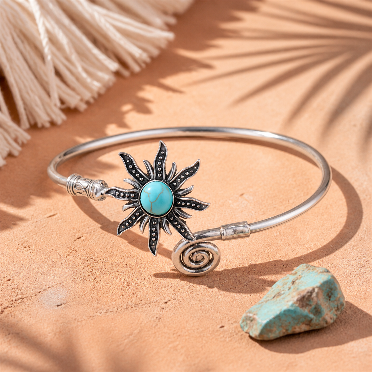 Retro Sunflower Greenstone Bracelet