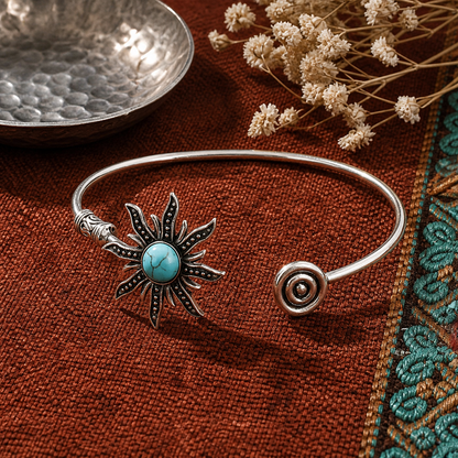Retro Sunflower Greenstone Bracelet