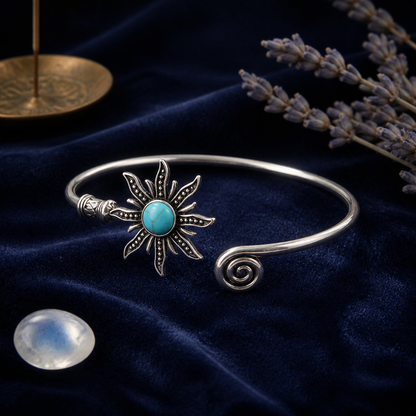Retro Sunflower Greenstone Bracelet