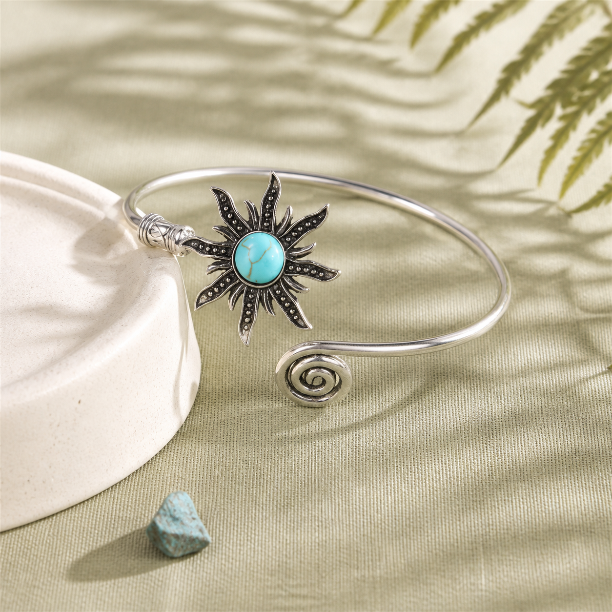 Retro Sunflower Greenstone Bracelet