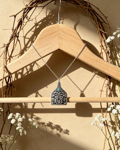 Turquoise Carved Pendant Necklace