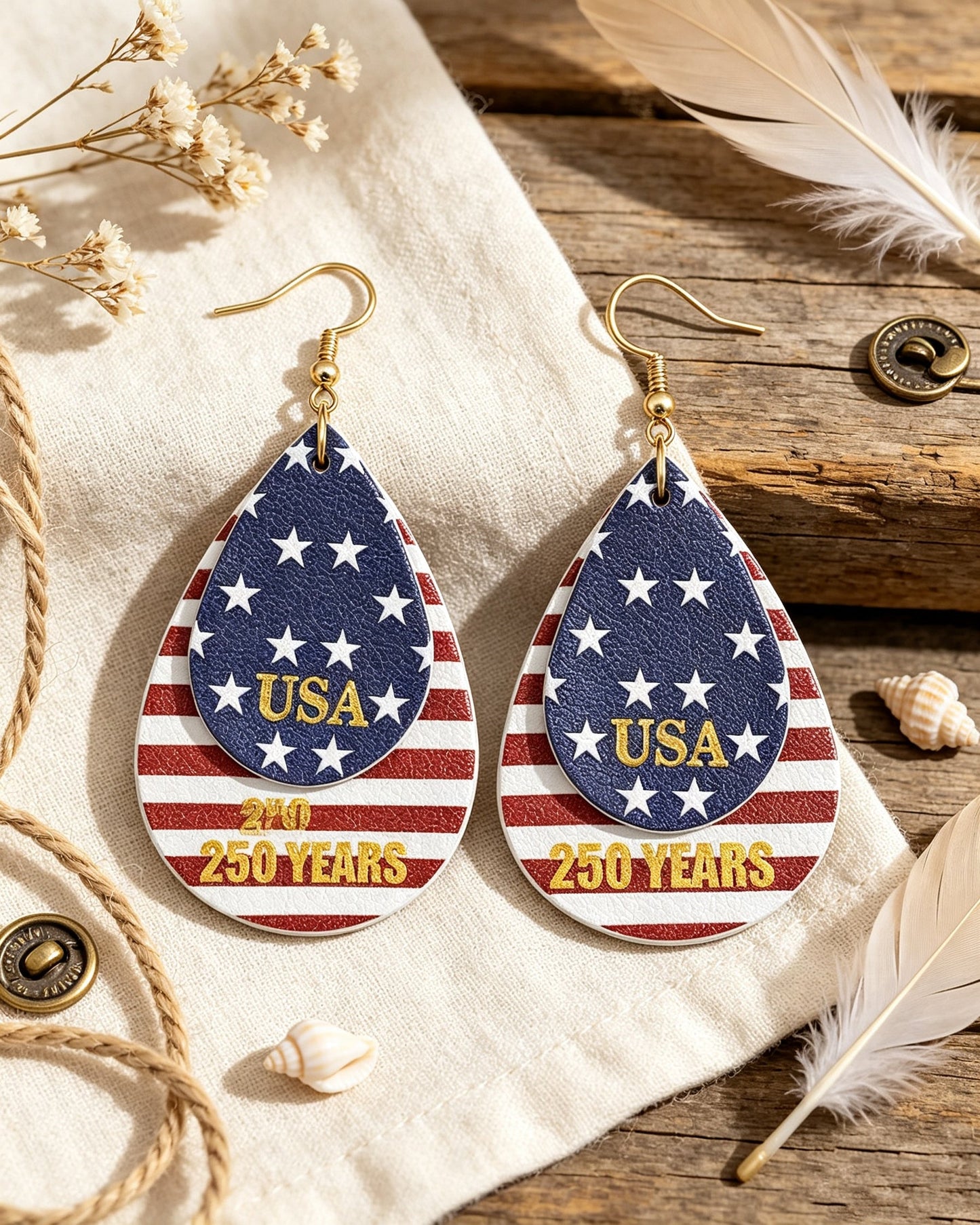 American Flag Striped Earrings