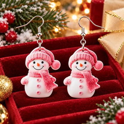 Christmas Cute Snowman Pendant Earrings
