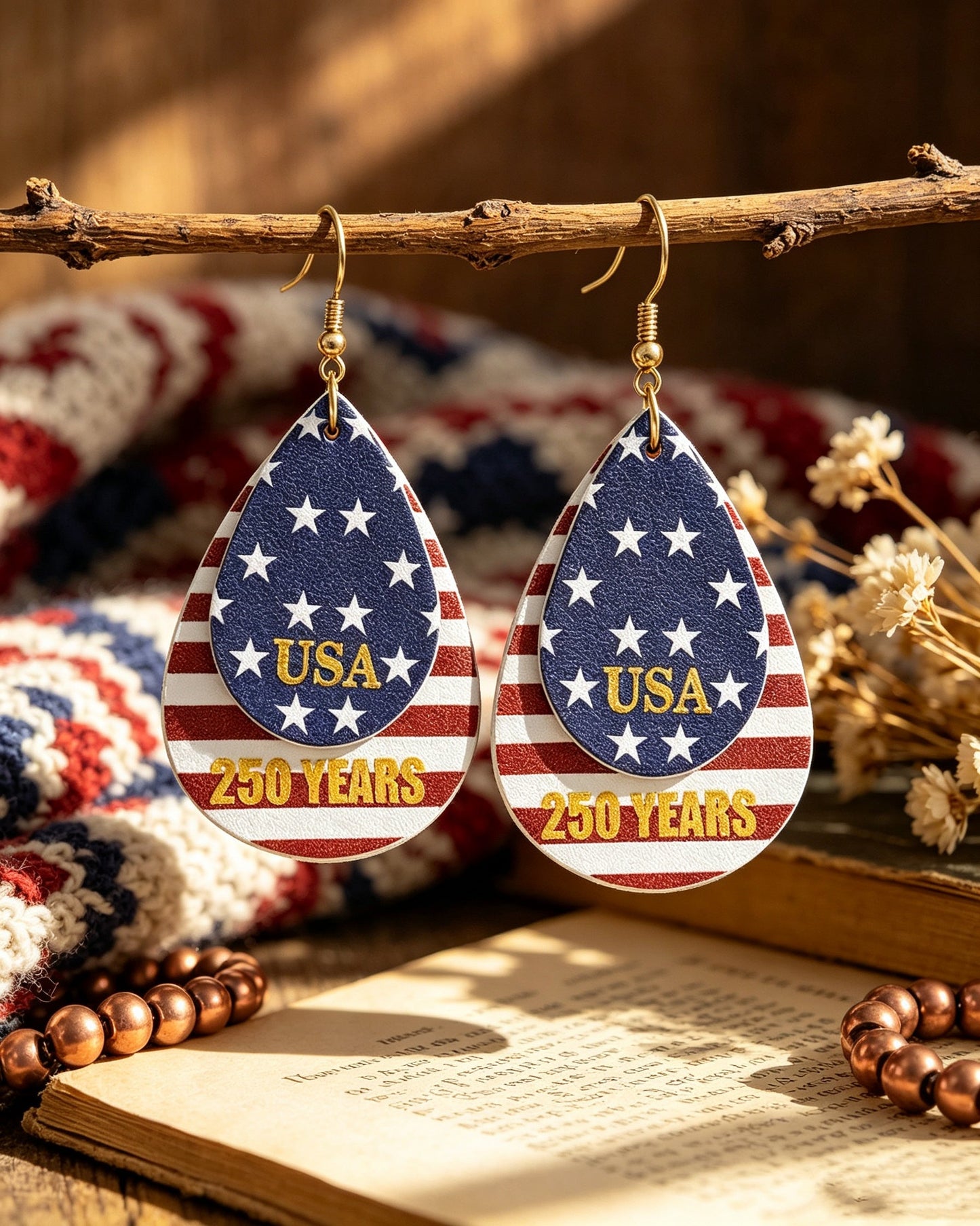 American Flag Striped Earrings